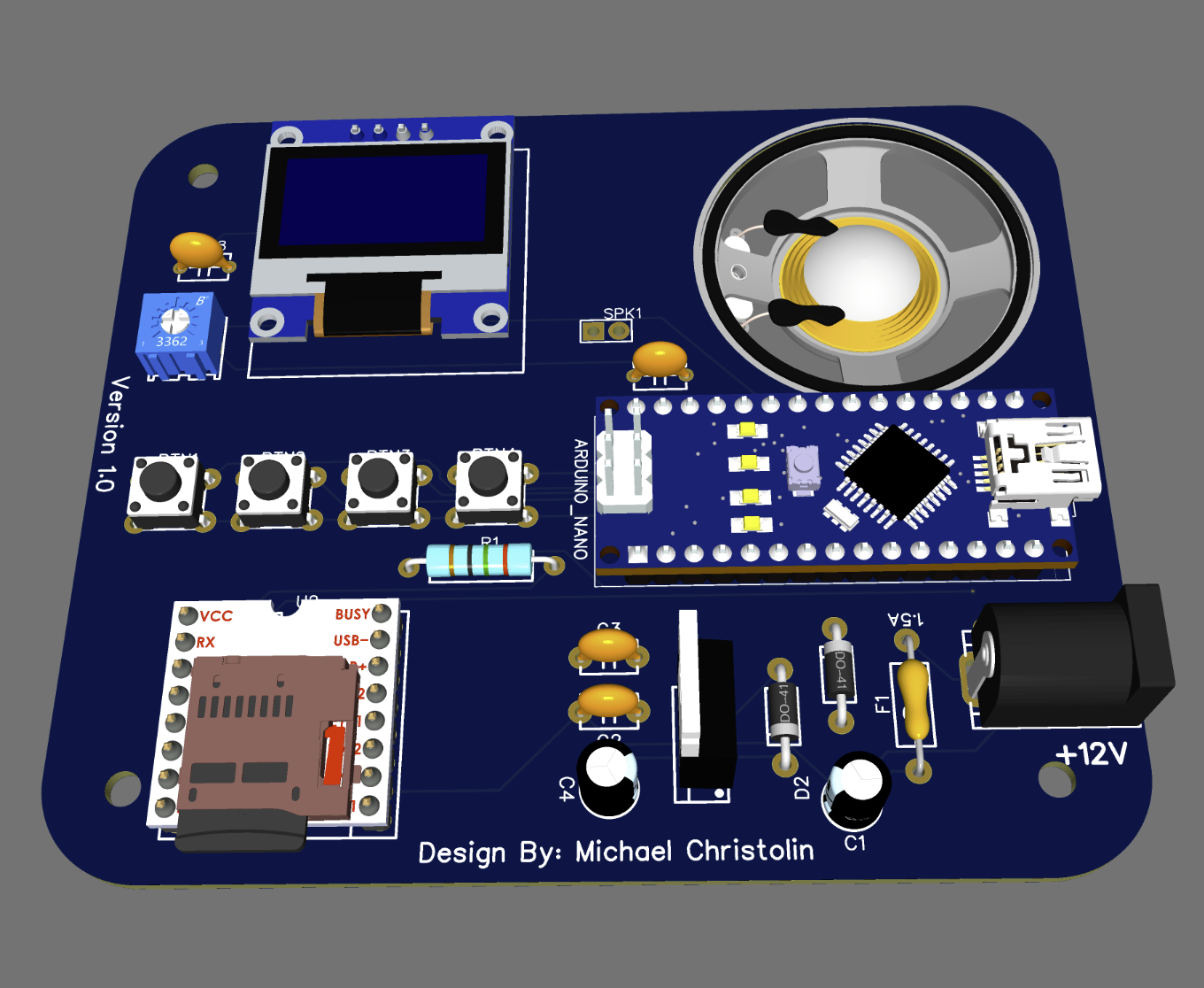 Arduino MP3 Player hardware render